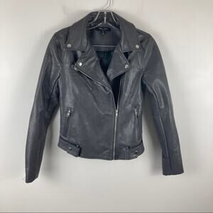 Romeo & Juliet Couture Gray Faux Leather Moto Coat Size Small